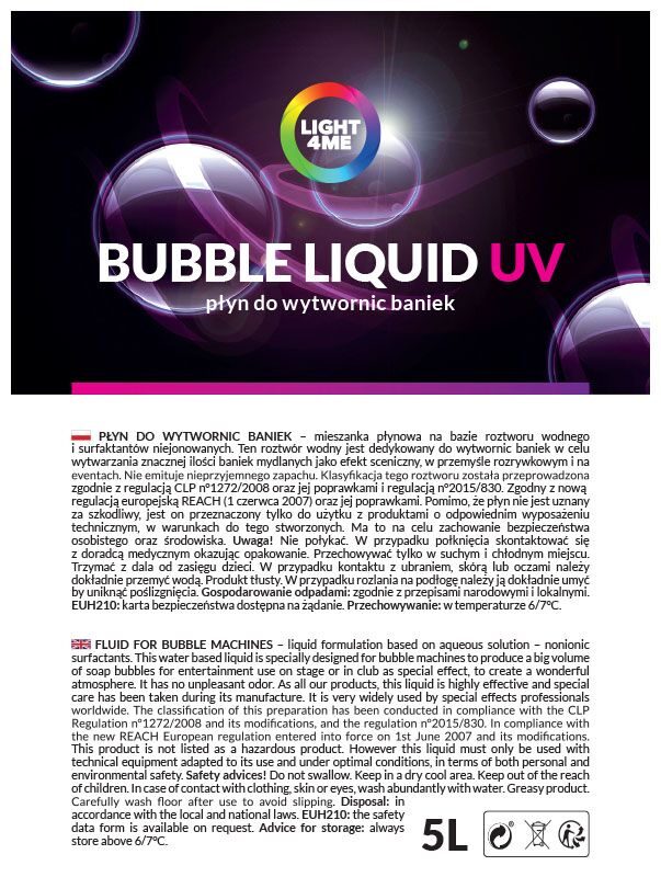 Burbuļu šķidrums 5l UV