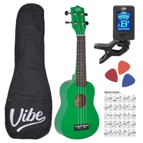 Vibe UK21 Zaļas ukuleles komplekts